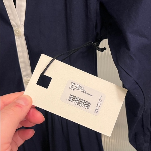 STAUD Demi Tiered Dress - size Medium- brand new with tags - Navy and white - Picture 5 of 10